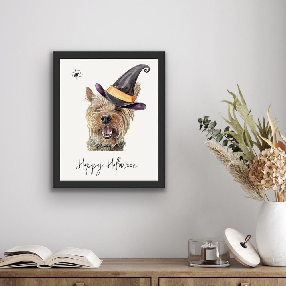 Spooky Dog Portrait: Personalized Halloween Wall Decor - Art Print