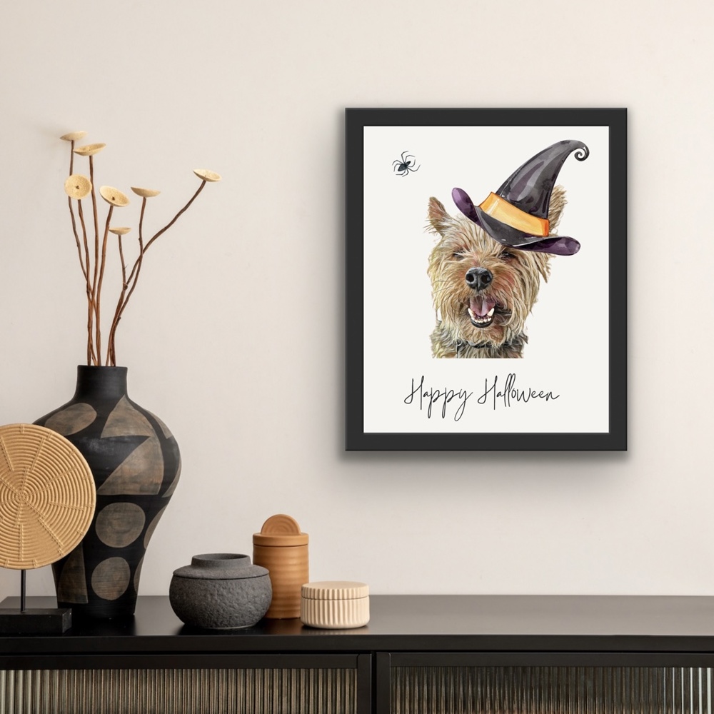 Spooky Dog Portrait: Personalized Halloween Wall Decor - Art Print