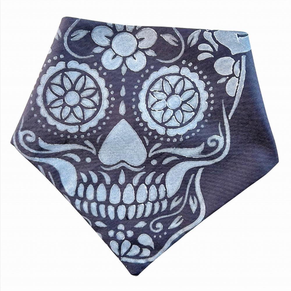 Halloween Dog Bandana | Hand painted, Handmade | Black skull