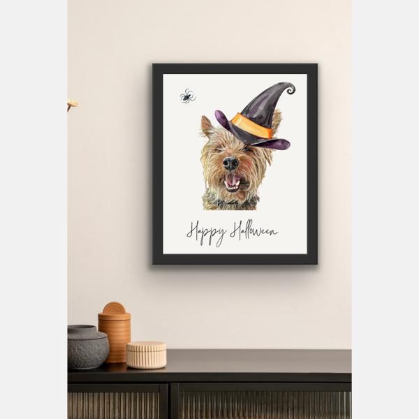 Spooky Dog Portrait: Personalized Halloween Wall Decor - Art Print