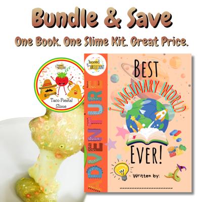 BUNDLE & SAVE! 'Best Imaginary World Ever!' | Personalized Writing & Drawing Book for Kids AND ‘Taco Fiesta’ Slime Kit