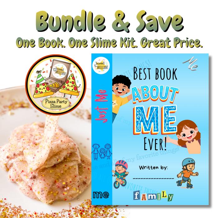  BUNDLE & SAVE! 'Best Book About Me Ever!' | Personalized Writing & Drawing Book for Kids AND ‘Pizza Party’ Slime Kit