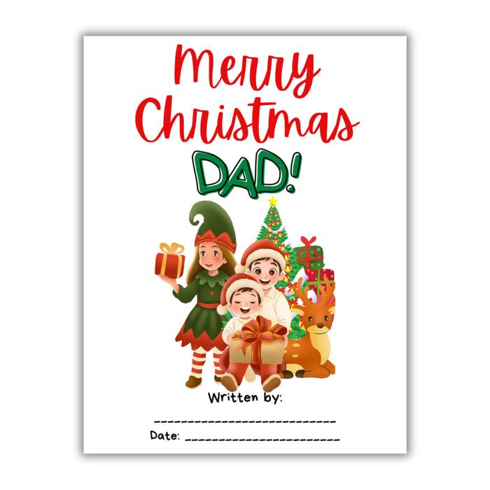 Merry Christmas Dad! | Personalized Writing & Drawing Book for Kids | Gift for Dad