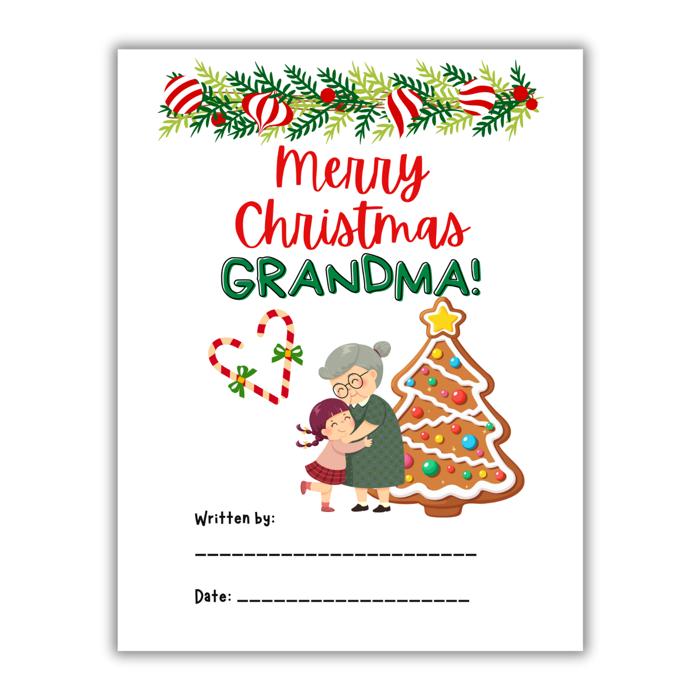 BUNDLE & SAVE! 'Merry Christmas Grandma' AND 'Merry Christmas Grandpa' | Personalized Writing & Drawing Book for Kids | Gifts for Grandma AND Grandpa