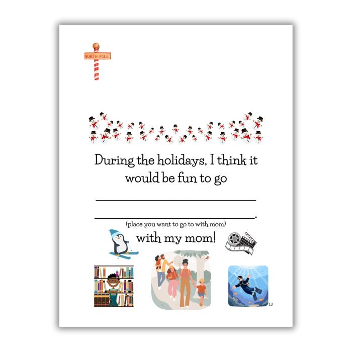 Merry Christmas Mom! | Personalized Writing & Drawing Book for Kids | Gift for Mom