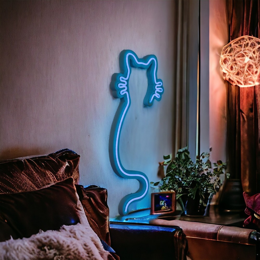 Blue Cat Led Neon Light Wall Decor