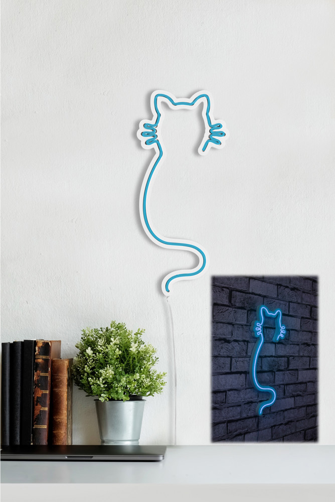 Blue Cat Led Neon Light Wall Decor