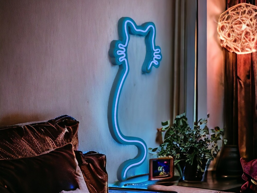 Blue Cat Led Neon Light Wall Decor