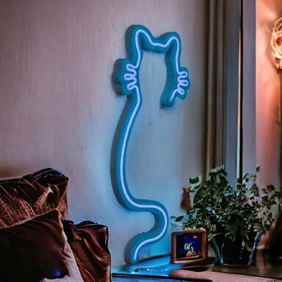 Blue Cat Led Neon Light Wall Decor