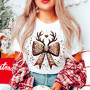  Graphic Tee, Tshirt, Christmas, Holiday, Bows, Reindeer