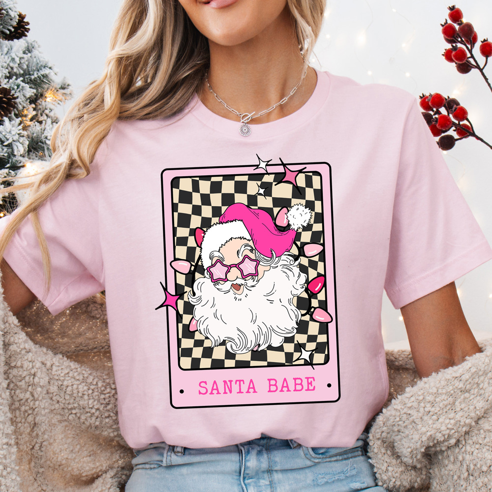 Graphic Tee, Tshirt, Christmas, Holiday, Bows, Santa Babe