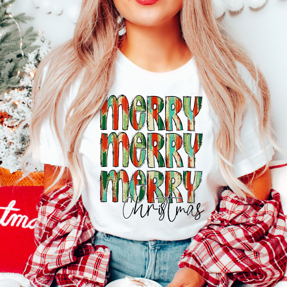 Graphic Tee, Tshirt, Christmas, Holiday, Merry Merry Merry