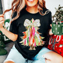  Graphic Tee, Tshirt, Christmas, Holiday, Painting Glitter Bow Tree