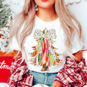  Graphic Tee, Tshirt, Christmas, Holiday, Painting Glitter Bow Tree