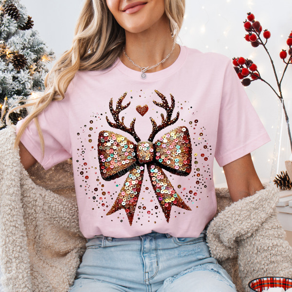 Graphic Tee, Tshirt, Christmas, Holiday, Bows, Reindeer