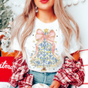  Graphic Tee, Tshirt, Christmas, Holiday, Bows, Trees, Chinoiserie