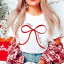  Graphic Tee, Tshirt, Couples Merry Christmas Red Ribbon