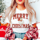  Graphic Tee, Tshirt, Christmas, Holiday, Bows, Merry Santa