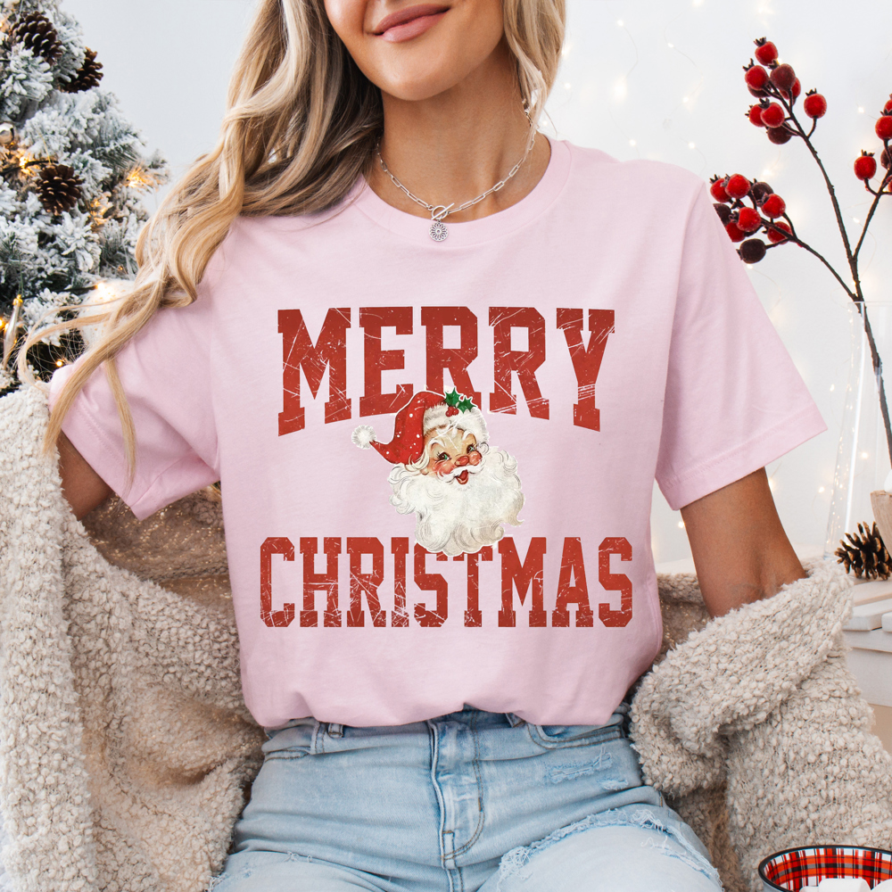 Graphic Tee, Tshirt, Christmas, Holiday, Bows, Merry Santa