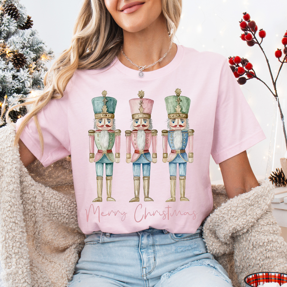 Graphic Tee, Tshirt, Christmas, Holiday, Pastel Nutcrackers