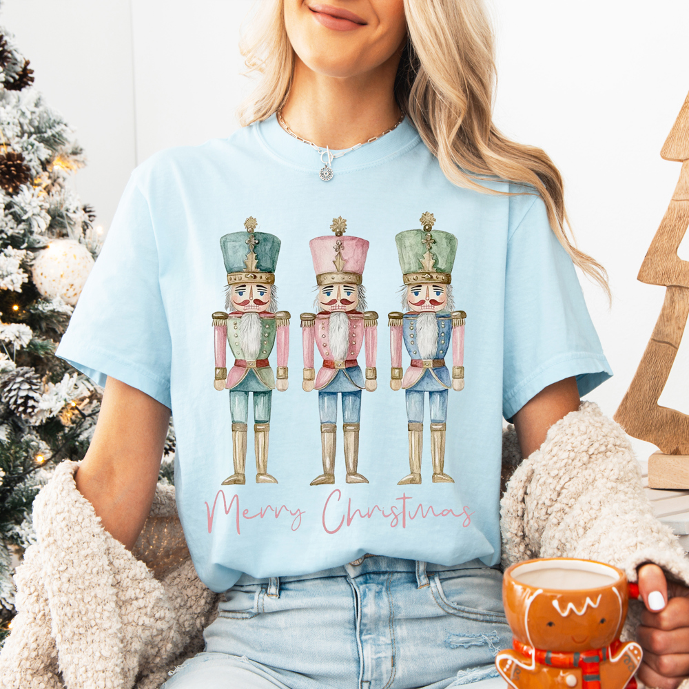 Graphic Tee, Tshirt, Christmas, Holiday, Pastel Nutcrackers