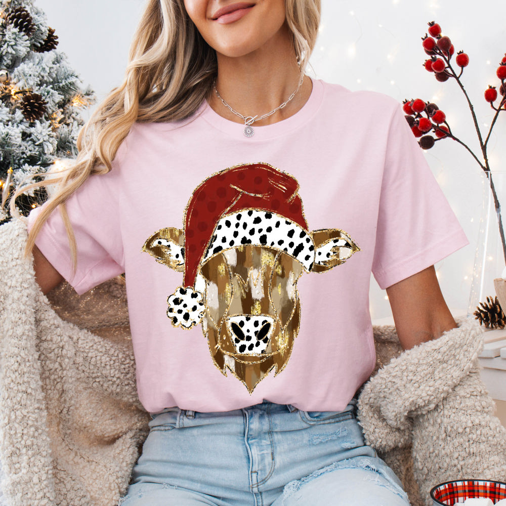 Graphic Tee, Tshirt, Christmas, Holiday, Cow, Western