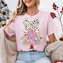  Graphic Tee, Tshirt, Christmas, Holiday, Bows, Pink Watercolor Tree