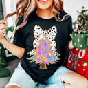  Graphic Tee, Tshirt, Christmas, Holiday, Bows, Pink Watercolor Tree