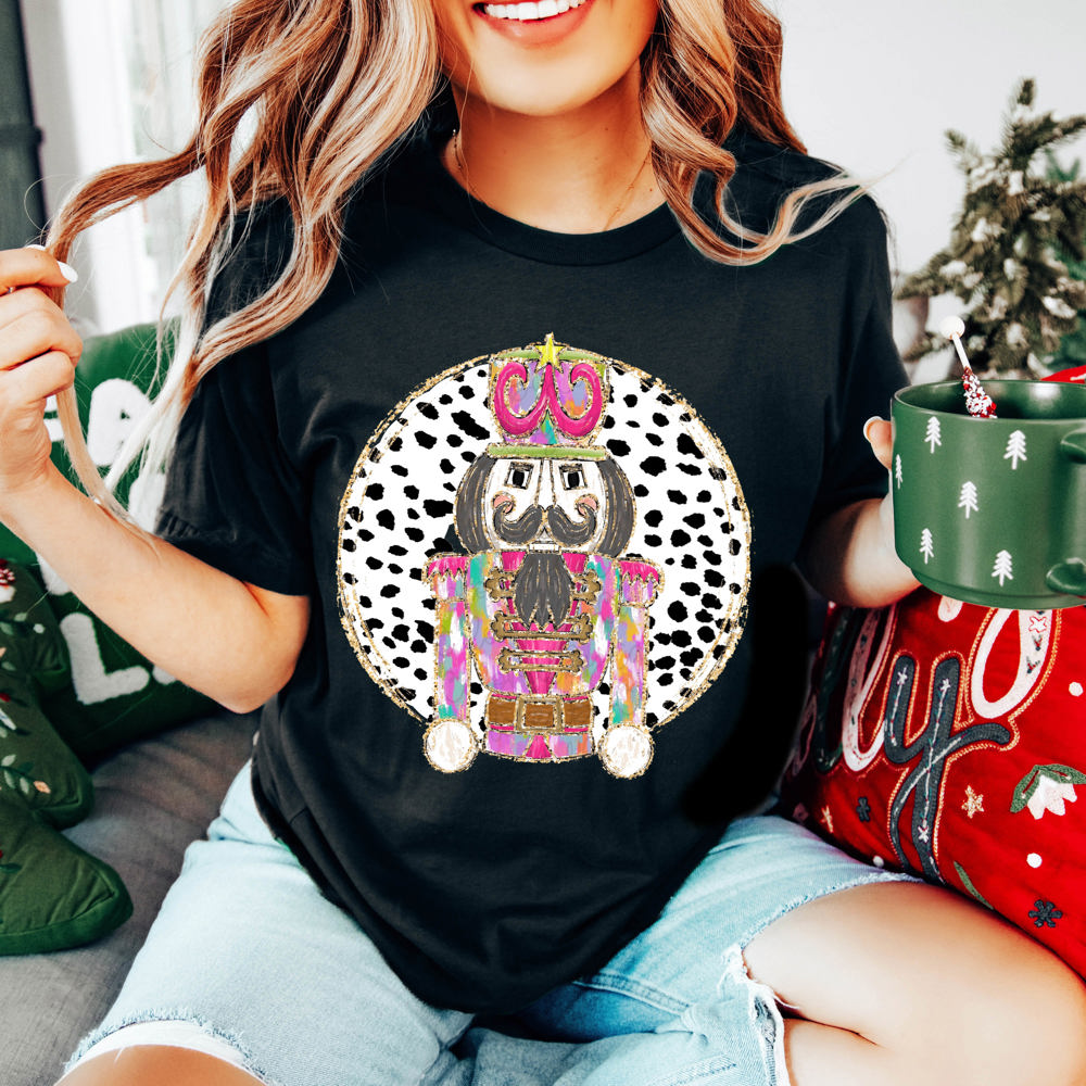 Graphic Tee, Tshirt, Christmas, Pink Watercolor Nutcracker