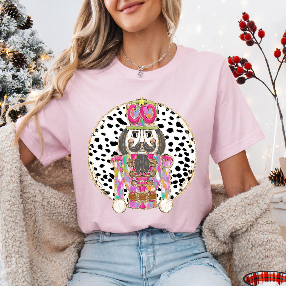 Graphic Tee, Tshirt, Christmas, Pink Watercolor Nutcracker