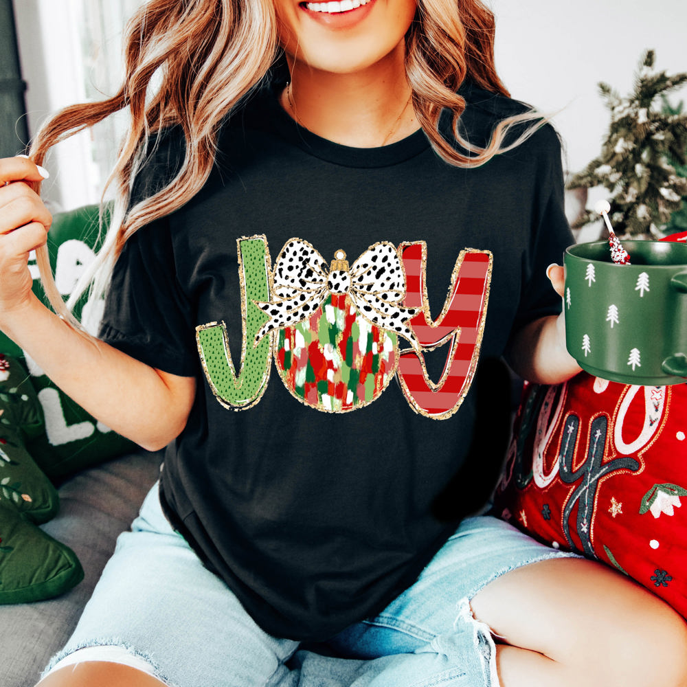 Graphic Tee, Tshirt, Christmas, Holiday, Bows, Watercolor Joy