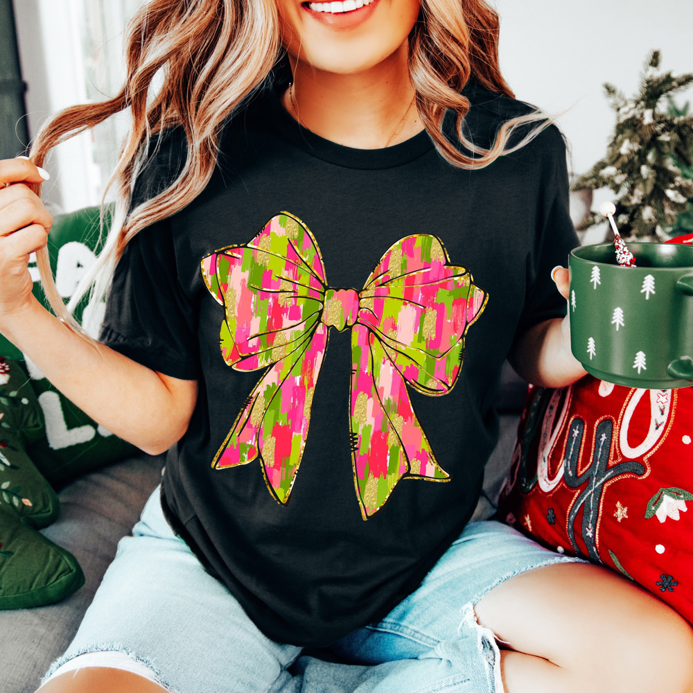 Graphic Tee, Tshirt, Christmas, Holiday, Bows