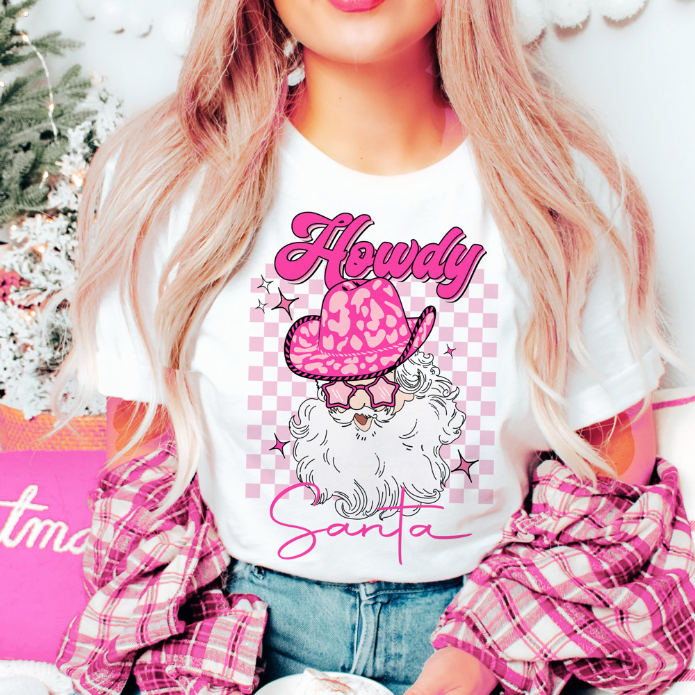 Graphic Tee, Tshirt, Christmas, Holiday, Bows, Howdy Santa