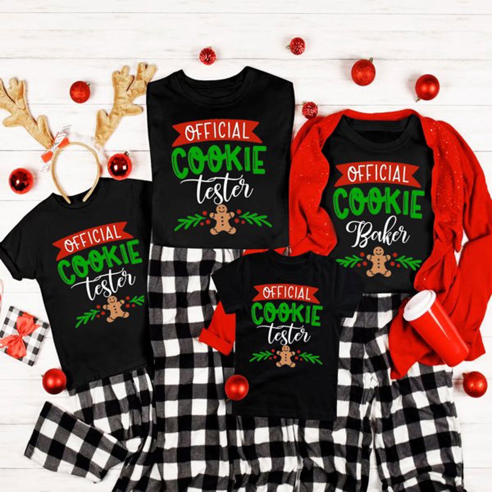 Family Graphic Tee, Tshirt, Christmas Matching Shirt, Youth, Child, Adult, Teen, Official Cookie Baker and Tester