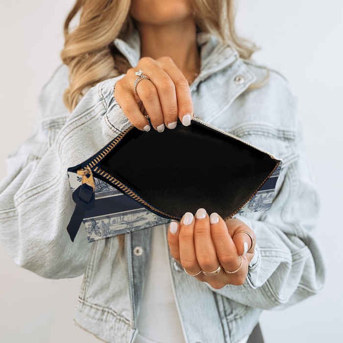 Custom Accessory Zip Bag, Travel Pouch, Makeup Bag, Toile Designer Stripe