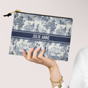  Custom Accessory Zip Bag, Travel Pouch, Makeup Bag, Toile Designer Stripe