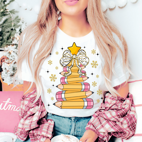 Graphic Tee, Tshirt, Christmas Pencil Tree Teacher, Plus Sizes