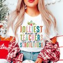  Graphic Tee, Tshirt, Christmas Holiday, Vintage Design, Jolliest Bunch Of Teachers