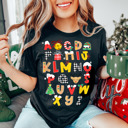  Graphic Tee, Tshirt, Teacher, Christmas, Holiday, Alphabet