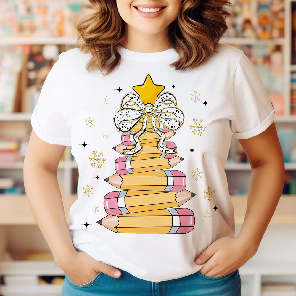 Graphic Tee, Tshirt, Christmas Pencil Tree Teacher, Plus Sizes