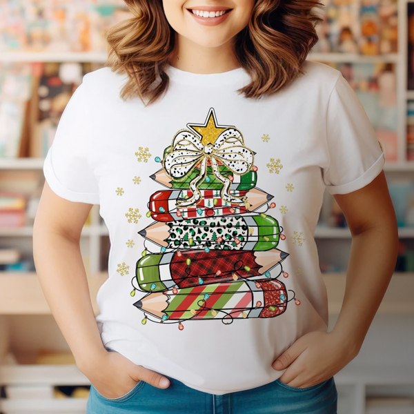 Graphic Tee, Tshirt, Christmas Pencil Tree, Teachers, Plus Sizes