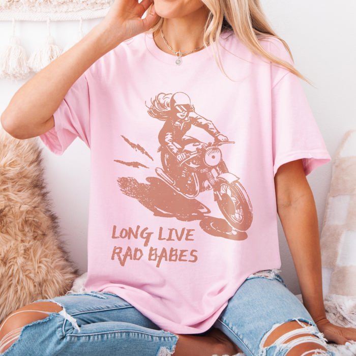 Graphic Tee, Tshirt, Retro Vintage, Motorcycle, Long Live Rad Babes