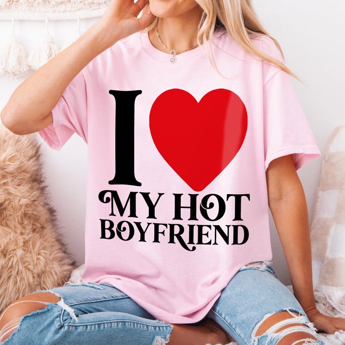 Graphic Tee, Tshirt, Retro Vintage Design, Funny, Cheeky, Love My Hot Boyfriend Gift