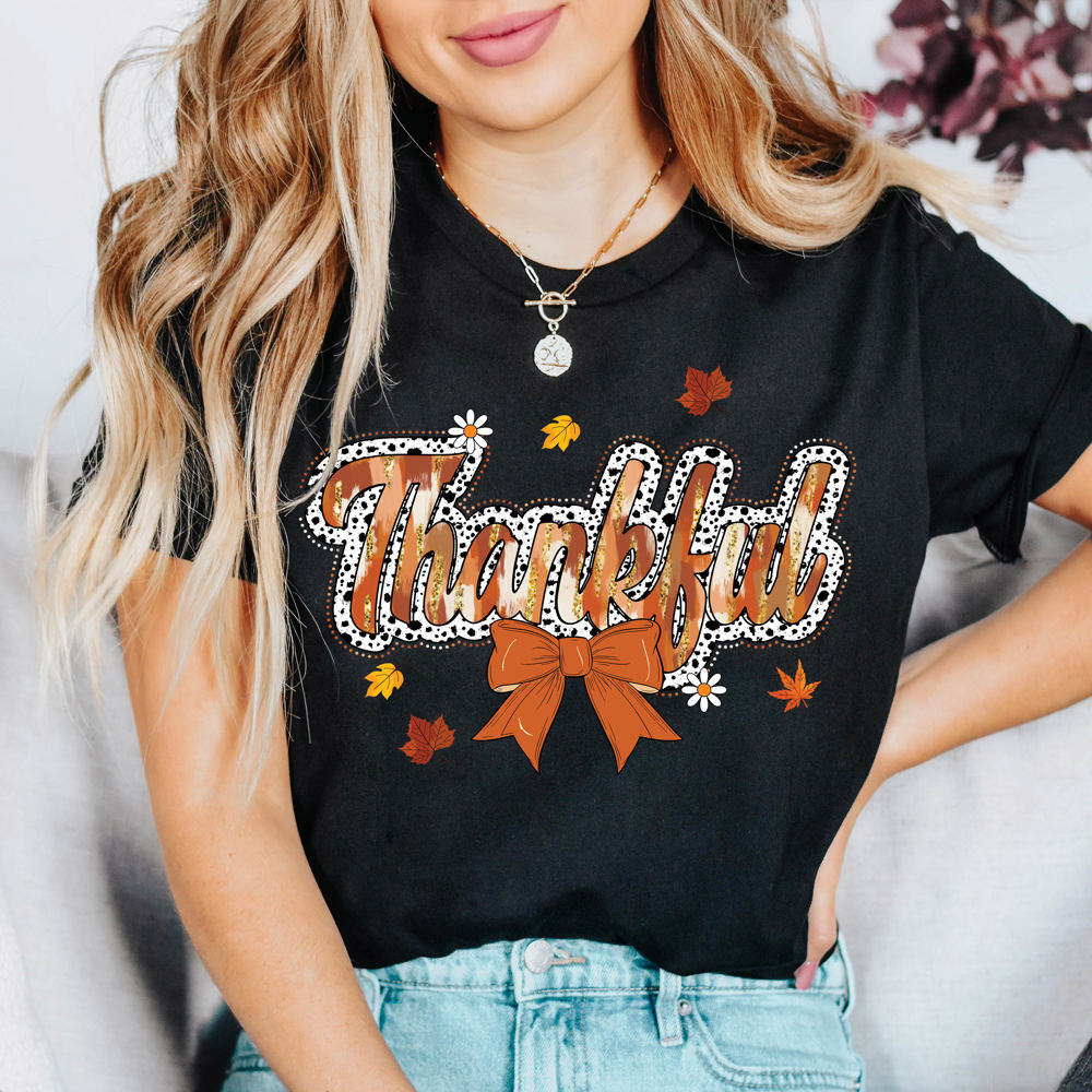 Graphic Tee, Tshirt, Thanksgiving, Fall, Bows, Plus Sizes