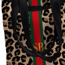  Personalized Leopard Print Tote Bag, Stripes, Custom Initials