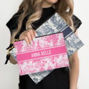  Custom Accessory Zip Bag, Travel Pouch, Makeup Bag, Toile Designer Stripe