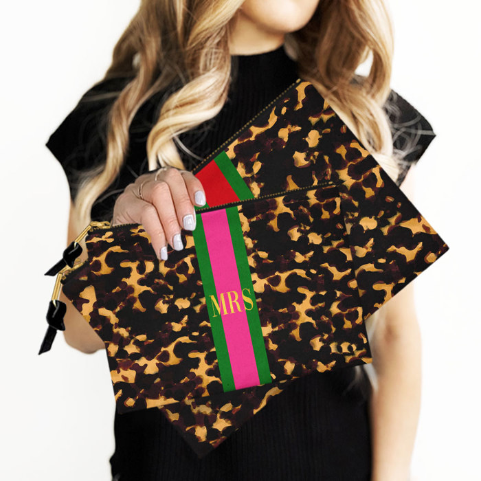 Custom Accessory Zip Bag, Travel Pouch, Makeup Bag, Tortoise Stripe