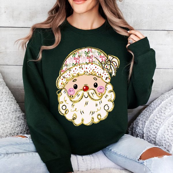 Graphic Sweatshirt, Christmas Holiday Design, Watercolor Santa