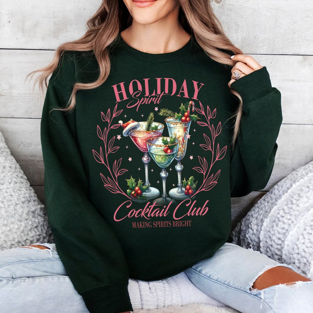 Graphic Sweatshirt, Christmas Holiday Spirit Cocktail Club