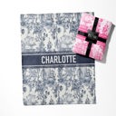  Personalized Custom Name Blanket, Designer Toile, Blue, Pink